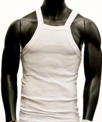 Camiseta sin mangas acanalada preencogida 100 % algodón sedoso sin mangas para hombre talla 38 NUEVA sellada Foto 1 de 4