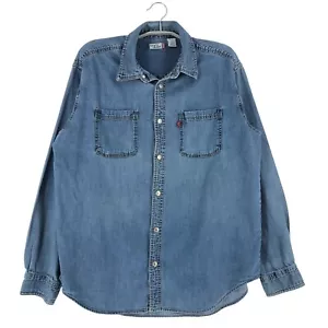 Vintage Levi's Strauss & Co Jeans Camicia Casual Solido Uomo Taglia L - Foto 1 di 8