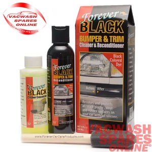 FOREVER BLACK BUMPER & TRIM DYE KIT- RE-COLOUR PLASTIC VINYL RUBBER- NO SILICONE - Picture 1 of 2