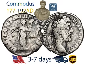Ancient Roman Empire Coin Silver Denarius COMMODUS 177 - 192 AD Authentic #20614 - Picture 1 of 3
