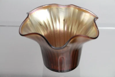 Antique 1907 Fenton Amethyst Stippled Rays Carnival Glass Hat Bowl Vase - Image 1 of 4