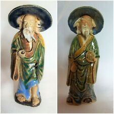 Lot/2- Antique 1890-1919 Chinese Mud Man Impressed China Figurines, Gourd & Hike