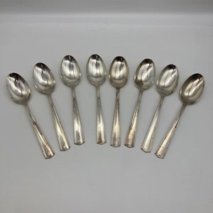 Vintage Victor S. Silver Co. A1+ Silver Overlay IS Large Dinner Spoons 8-Piece   - Picture 1 of 8