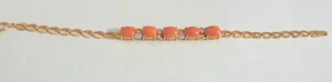 14 kt gold coral -diamond bracelet. 7-1/2"Long. 4 coral pcs. 12 Diamonds. - Picture 1 of 5