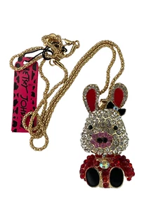 Betsey Johnson Crystal Pig Pendant NWT - Picture 1 of 1