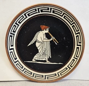 Greek HAND PAINTED WOMAN PLAYING FLUTE On Copper Plate MADE IN GREECE - Picture 1 of 3