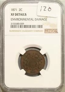 1871 Two Cent Piece 2c NGC XF Details #0-009 - Picture 1 of 2