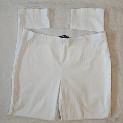 Kenneth Cole Sz 8 White High Waisted Tapered Skinny Pants Stretch Elastic Waist - Image 1 of 4