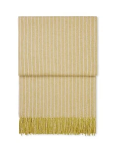 ELVANG Denmark Recycled Alpaca Lgt Butter Yellow Stripes Throw Blanket 51x79 NWT - Picture 1 of 7