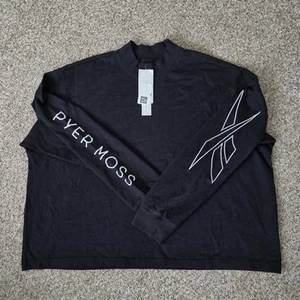 REEBOK x PYER MOSS Long Sleeve Shirt 2X, Black, White Embroidered Sleeve NWT - Picture 1 of 15