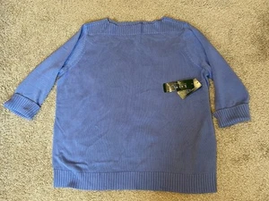 LRL Ralph Lauren New Tag Silk Plus Size 3 Sweater 3/4 Sleeve Periwinkle Blue s4B - Picture 1 of 8