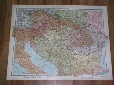 1928 VINTAGE MAP OF HUNGARY ROMANIA CZECHOSLOVAKIA SLOVAKIA YUGOSLAVIA BULGARIA - Image 1 of 4