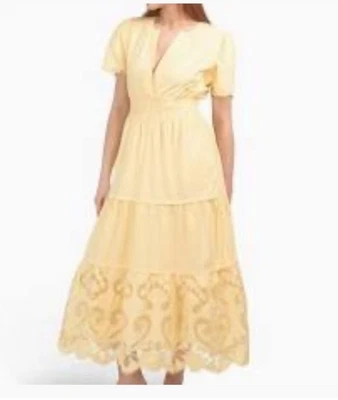 Haute Hippie Yellow Women's Maxi Tiered Boho Dress Sz S NEW - Image 1 of 4