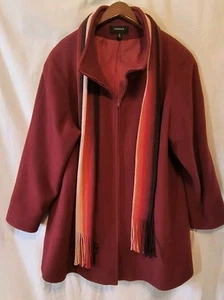 Sciarpa cappotto lana rosso vintage donna ColeBrook Essentials zip rosso vacanze - Foto 1 di 18