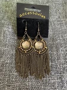 Antique Gold Tone Tassel Drop Hook Earrings - Picture 1 of 3