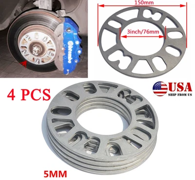 4 Pcs/Set 5mm Aluminum Auto Car Wheel Tire Spacers Adaptor Shims Plate 4/5 Stud - Image 1 of 4