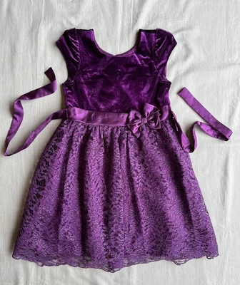 Vestido Formal Jona Michelle Niñas 10 Negro Terciopelo Top Brillo Encaje Falda Vacaciones Foto 1 de 4