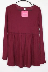 Women's Isabel Maternity Long Sleeve Ruffle Babydoll Top Dark Red Small - Picture 1 of 2