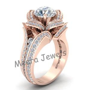 Rose Gold Plated Unique Silver Bridal Wedding Ring A perfect Gift Ring for Wife - Picture 1 of 3