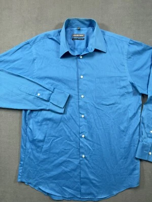 Geoffrey Bean 纽扣衬衫男式 16 35 蓝色经典长袖休闲男式 — 第 1/4 张图片