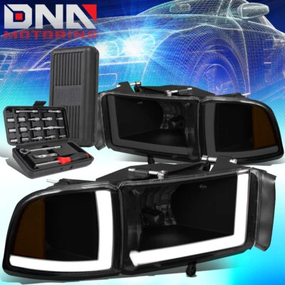 PARA 1994-2002 DODGE RAM 1500 2500 3500 LED DRL FARO LÁMPARA + HERRAMIENTAS TINTADO/ÁMBAR Foto 1 de 4