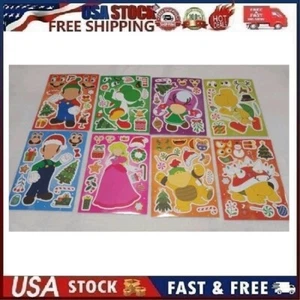 32 Sheets Christmas Theme Mario Make a Face Stickers for Kids. 8 designs(4 each) - Picture 1 of 13