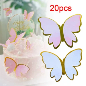 20pcs Diy Butterfly Cake Topper Gift Happy Birthday Party Supplies Eco-Friendly - Picture 1 of 9
