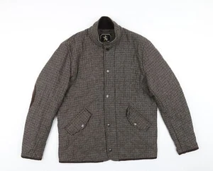 Sterling Mens Brown Plaid Quilted Coat Size S Zip - Picture 1 of 10
