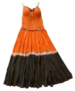 Women’s Summer Maxi Orange Sundress with wooden beads. Size S - Picture 1 of 5