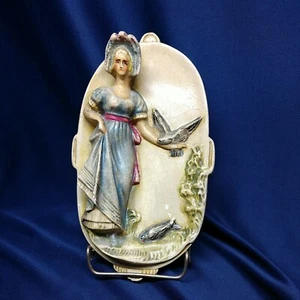 Vintage 3-D Victorian Beautiful Lady Porcelian Bisque Wall Plaque - Picture 1 of 7