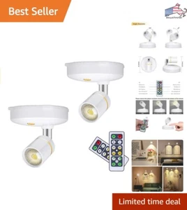 Mini Accent Lights - Battery Operated LED Spotlight with Remote - 2 Pack - Picture 1 of 8