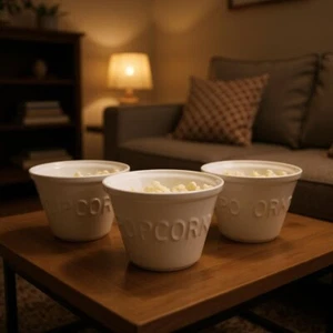 Juego de 3 cuencos de tierra palomitas de maíz de caja y barril decoración de cerámica hecho en Portugal - Imagen 1 de 12