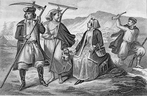 POLEN - BAUERN & JÄGER aus der Umgebung von KRAKAU - Radierung aus dem 19. Jh. - Bild 1 von 2