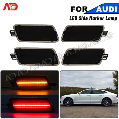 4PCS Smoked LED Side Marker Lights Assembly For 2012-2017 Audi A7 Quattro RS7 S7 - Image 1 of 4