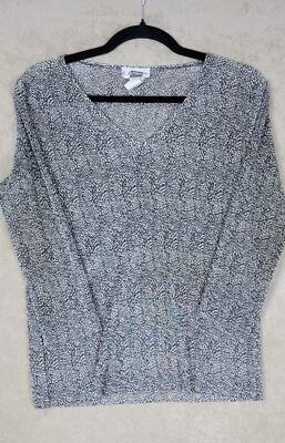 EC Designs 女式长袖上衣 V 领套衫豹纹衬衫 M 码 — 第 1/4 张图片