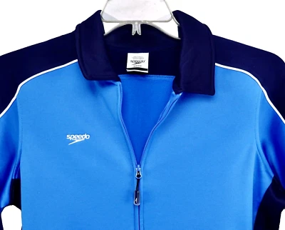 Womens Speedo Warmup Jacket Size S Zipper Front Pockets Blue Polyester Fleece - Image 1 of 4