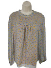 WOMENS BODEN UK 18 YELLOW FLORAL SHIRRED LONG SLEEVE SMOCK CASUAL BLOUSE TOP
