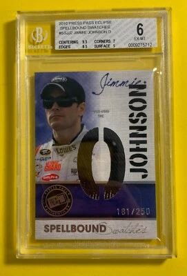 2010 Press Pass Eclipse Spellbound Swatches Jimmie Johnson /250 #SSJJ2 BGS 6 - Image 1 of 4