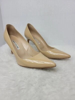 Zapatos Manolo Blahnik BB Pump Nude Charol Punta Tacón Talla 9.5   Foto 1 de 4