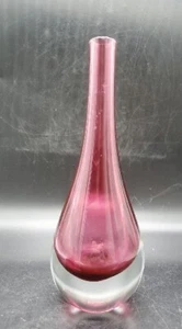 Vintage Hand Blown Art Glass Sommerso Bud Vase Red Cranberry 10.5" - Picture 1 of 11