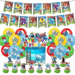 Set Decorazioni Compleanno Puffo Blu Happy Birthday Party Bambini Ragazze Ragazzi Nuovo - Foto 1 di 7