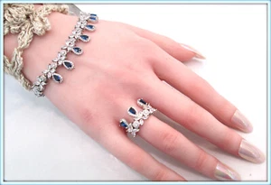 RUBY NATURAL GEMSTONE LADIES FLAWLESS BRACELET RING SET 18K GOLD FILLED - Picture 1 of 9