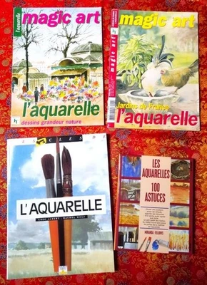 Lot 2 livres - 2 revues - L'Aquarelle - Techniques, Couleurs, Astuces, Paysages - Image 1 of 4