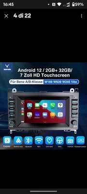 Für Mercedes Benz A B Klasse W169 W245 Android 13 Autoradio Carplay GPS Navi RDS - Immagine 1 di 3