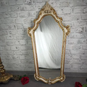 Specchio barocco da parete bianco oro intagliato rose 89x47 cm shabby chic rococò - Foto 1 di 10
