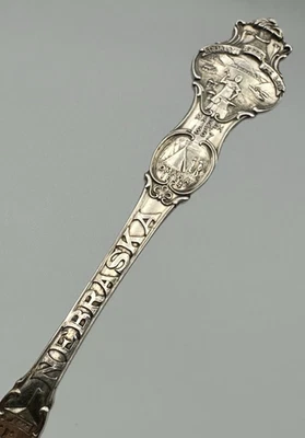 Antigua cuchara de plata esterlina del estado de Nebraska por R. Wallace & Sons - Chadron Foto 1 de 4