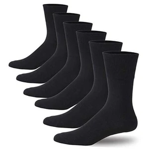 Non-Binding Cushion Crew Cotton Diabetic Socks for Men and X-Large 6-black - Picture 1 of 7