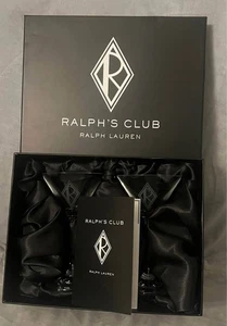 NUEVO Juego de 2 cajas de regalo de vidrio Ralph Lauren Martini monograma Ralph's Club R - Imagen 1 de 5
