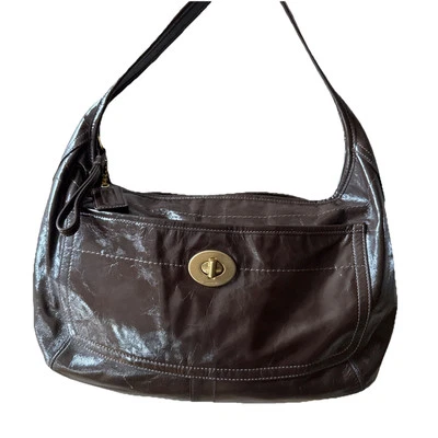 Coach Ergo Extra Large Brown Patent Leather Tote Hobo Shoulder Bag # F12887 - Image 1 of 4