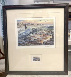 1988 Texas Saltwater TPWD Print w/Stamp, Signed by Artist Herb Booth - Picture 1 of 3